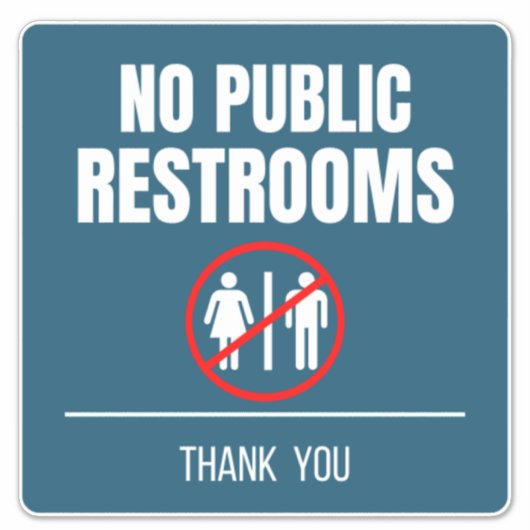 No Public Restroom Storefrontデカール シール (正面)