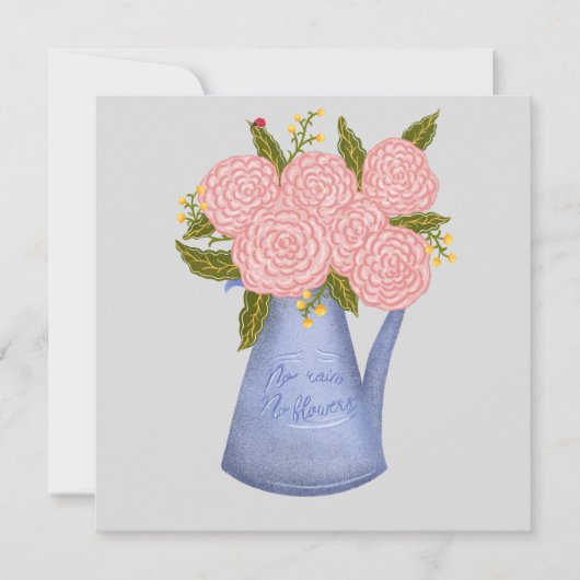 No rain no flowers watering can with flowers シーズンカード (正面)