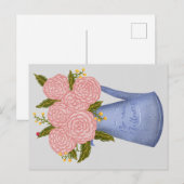 No rain no flowers watering can with flowers ポストカード (正面/裏面)