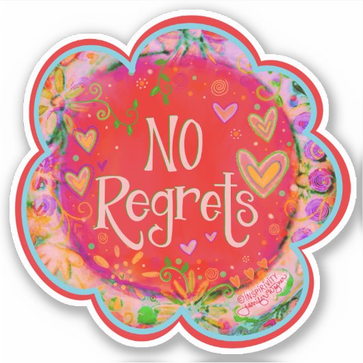 No re後悔おもしろい赤フローラインスピレーションインスパイアの シール (正面)