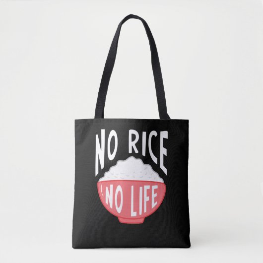 No Rice No Life Asian Rice Bowl中毒 トートバッグ (正面)