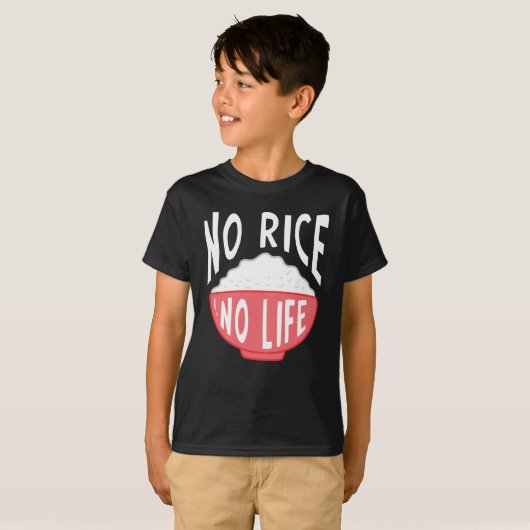 No Rice No Life Asian Rice Bowl中毒 Tシャツ (正面フル)