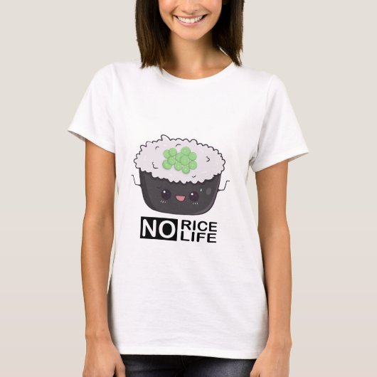 No Rice No Life Asian Rice Bowl中毒 Tシャツ (正面)