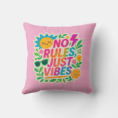 No Rules Just Vibes – ネオングラデーションかわいい – パンクTy クッション (裏面)