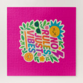 No Rules Just Vibes – ネオングラデーションかわいい – パンクTy ジグソーパズル (横)