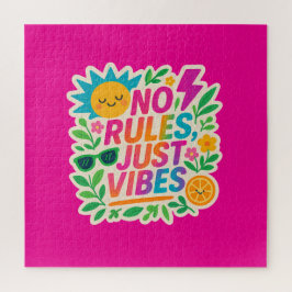 No Rules Just Vibes – ネオングラデーションかわいい – パンクTy ジグソーパズル