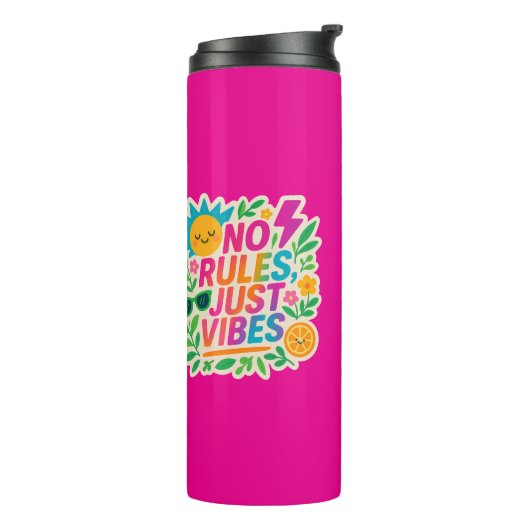 No Rules Just Vibes – ネオングラデーションかわいい – パンクTy タンブラー (回転左)