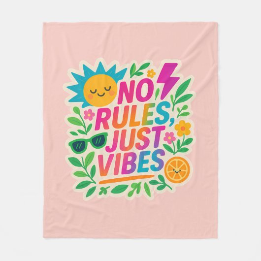 No Rules Just Vibes – ネオングラデーションかわいい – パンクTy フリースブランケット (正面)