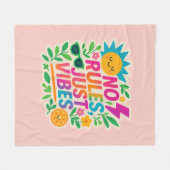 No Rules Just Vibes – ネオングラデーションかわいい – パンクTy フリースブランケット (正面(横))