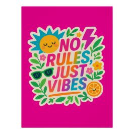 No Rules Just Vibes – ネオングラデーションかわいい – パンクTy ポスター