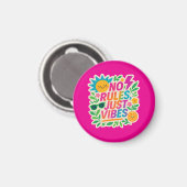 No Rules Just Vibes – ネオングラデーションかわいい – パンクTy マグネット (正面/裏面)