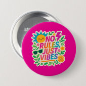 No Rules Just Vibes – ネオングラデーションかわいい – パンクTy 缶バッジ (正面&裏面)