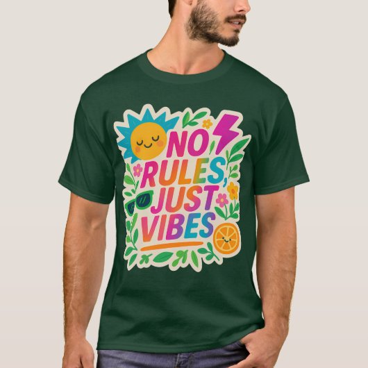 No Rules Just Vibes – ネオングラデーションかわいい – パンクTy Tシャツ (正面)