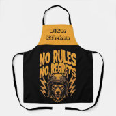 No Rules No Reworts - Wolfバイクもしくは自転車に乗る人グラフィック エプロン (正面)