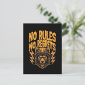 No Rules No Reworts - Wolfバイクもしくは自転車に乗る人グラフィック ポストカード (スタンド正面)
