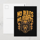 No Rules No Reworts - Wolfバイクもしくは自転車に乗る人グラフィック ポストカード (正面/裏面)