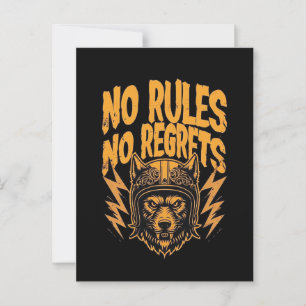 No Rules No Reworts - Wolfバイクもしくは自転車に乗る人グラフィック ポストカード