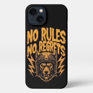 No Rules No Reworts - Wolfバイクもしくは自転車に乗る人グラフィック iPhone 13ケース