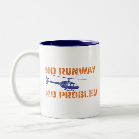 No Runway No Problemヘリコプタパイロット2トーンMag ツートーンマグカップ (左)