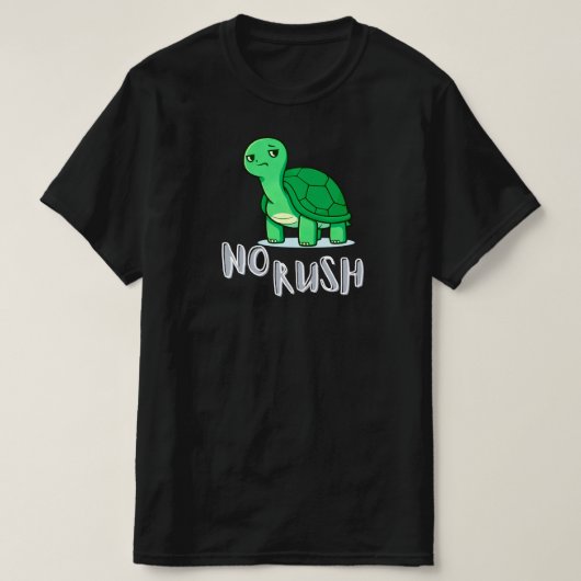 No Rush Calm Turtle Cartoon Slow Living Lifestyle Tシャツ (デザイン正面)