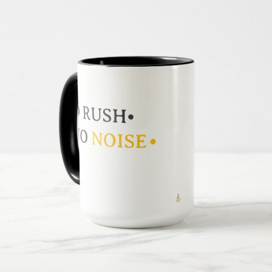 No Rush No Noise – Minimal Calm Typography Design マグカップ (正面左)