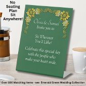 No Seating Chart - Wedding Emerald Green & Gold 台座サイン