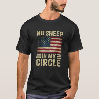 No Sheep In My Circle American Flagヴィンテージおもしろい Tシャツ