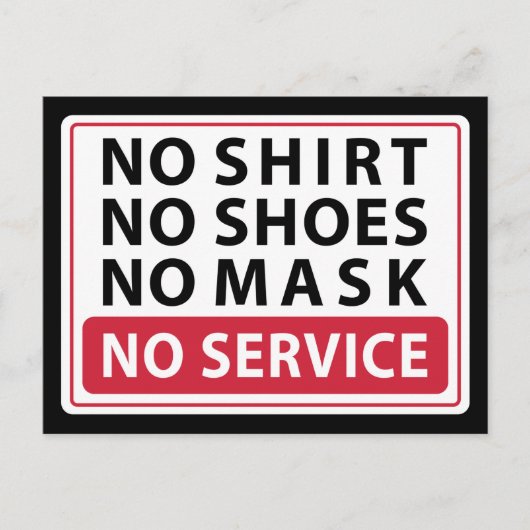 no shirt no shoes no mask no service ポストカード (正面)