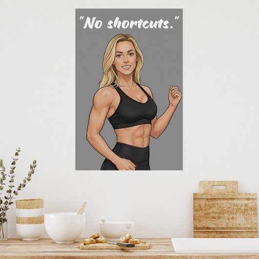 No Shortcuts – Fitness Motivation Poster ポスター (キッチン)