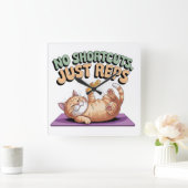 No Shortcuts. Just Reps スクエア壁時計 (ホーム)