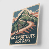 No Shortcuts. Just Reps スクエア壁時計 (傾斜)