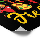 No Siesta Let's Fiesta Mexican Maracas Sombrero ポスター (角)