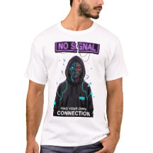 NO SIGNAL サイバーパンク ストリートウェア モチベーショナル Tシャツ