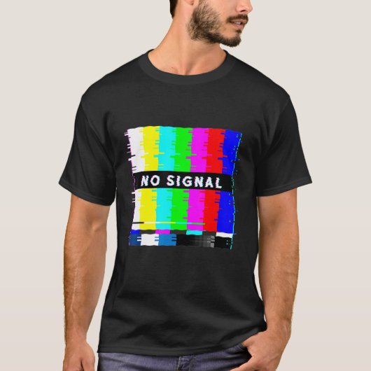 No Signal Television Off Air Glitch Vaporwave Tシャツ (正面)