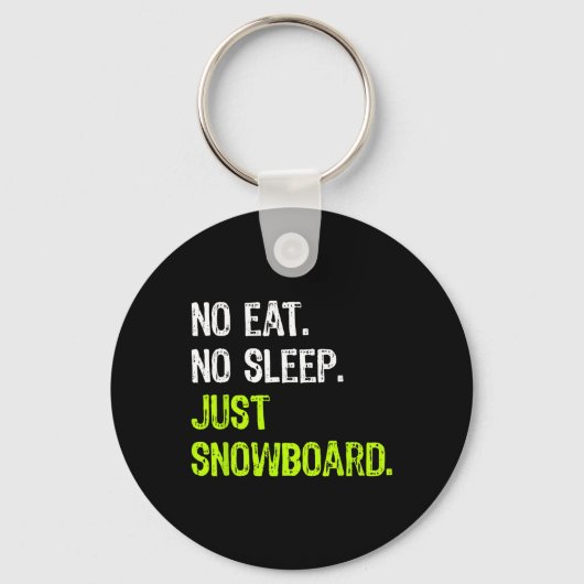 No sleep食べ Repeat Just Snowboardスノーボード キーホルダー (正面)