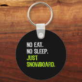 No sleep食べ Repeat Just Snowboardスノーボード キーホルダー (正面)