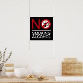 NO Smoking Alcohol ⚠ Thai Sign ⚠ ポスター (キッチン)