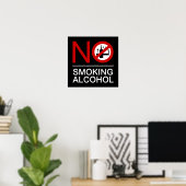 NO Smoking Alcohol ⚠ Thai Sign ⚠ ポスター (ホームオフィス)