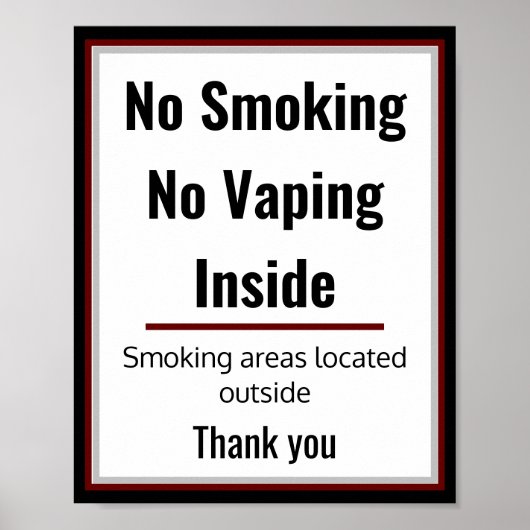 No Smoking Vaping Sign Poster 3 Custom Text Areas ポスター (正面)