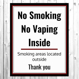 No Smoking Vaping Sign Poster 3 Custom Text Areas ポスター