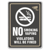 No Smoking Vaping Violators Fined - Monitored Area シール (正面)