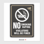 No Smoking Vaping Violators Fined - Monitored Area シール (シート)