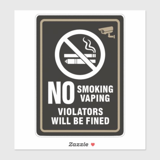 No Smoking Vaping Violators Fined - Monitored Area シール (シート)
