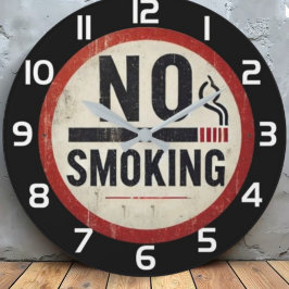  No Smoking Vintage Sign ラージ壁時計