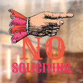 No Soliciting Pointing Hand Fun Window Cling ウィンドウサイン (シート2)