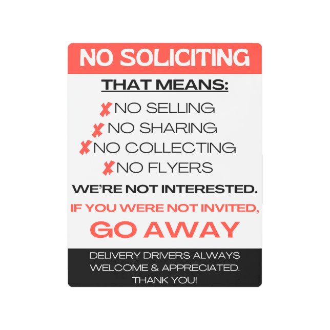 No soliciting - We're not interested - go away メタルプリント (正面)