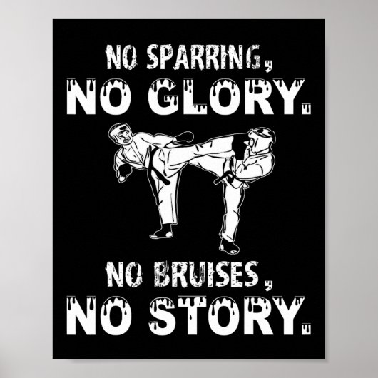 No Sparring No Glory Motivational Karate Quote Boy ポスター (正面)