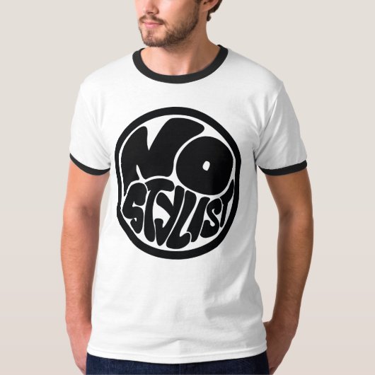 NO STYLIST 黒エンブレム リンガーTシャツ Tシャツ (正面)