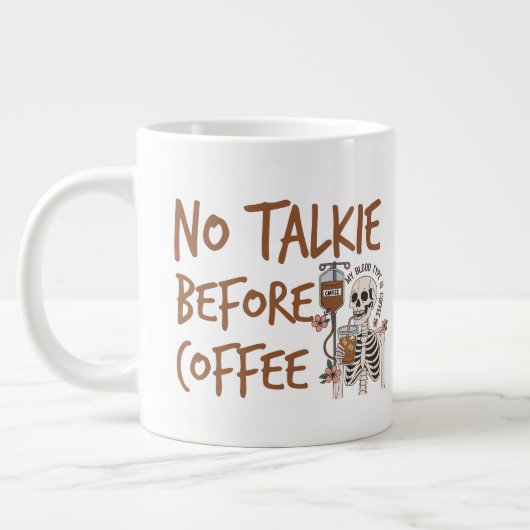 No Talkie Before Coffee funny cat lover gift ジャンボコーヒーマグカップ (左)