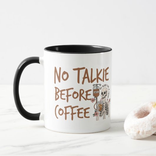 No Talkie Before Coffee funny cat lover gift マグカップ (ドーナツ)